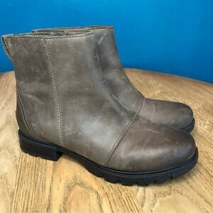 Sorel Emelie III Waterproof Back Zip Leather Chelsea Boots Rain Women’s Size 7